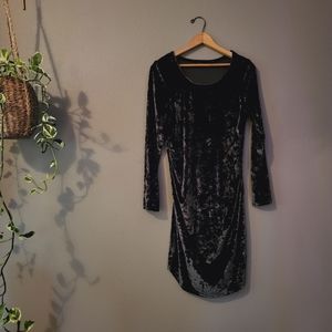 Dark Green Crushed Velvet Maternity Dress Medium
